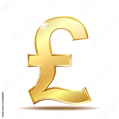 Shiny golden pound currency symbol.