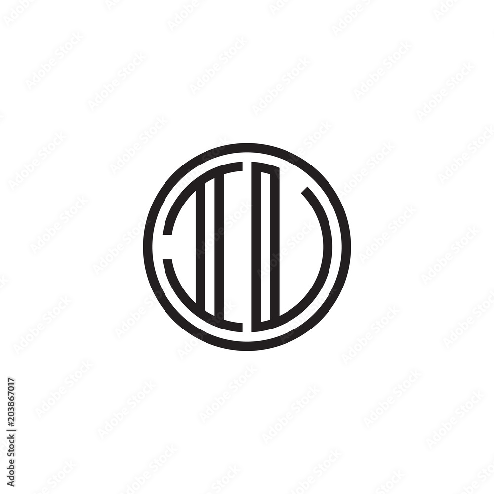Initial letter IU, IV, minimalist line art monogram circle shape logo, black color Initial letter IU, IV, minimalist line art monogram circle shape logo, black color