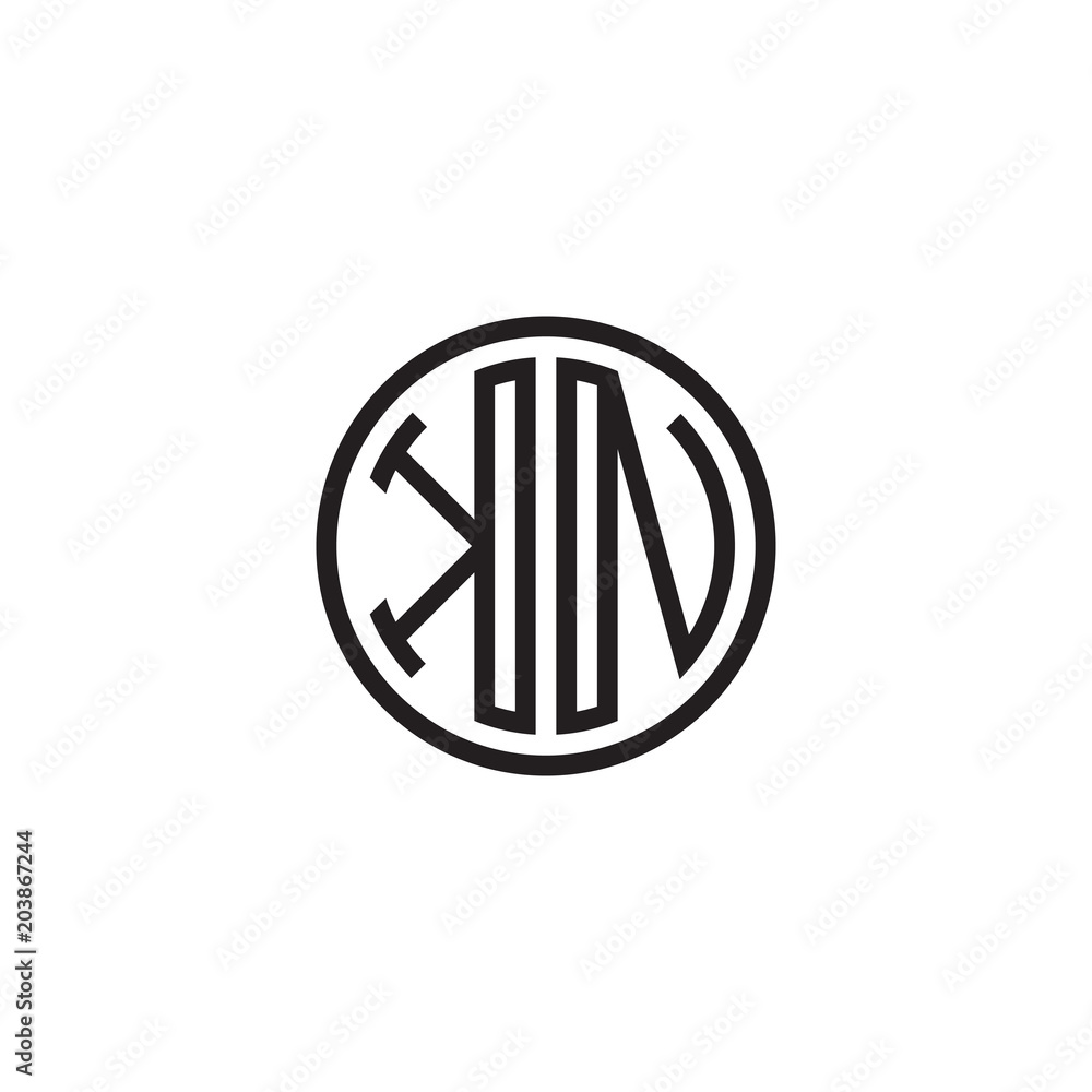 Initial letter KN, minimalist line art monogram circle shape logo, black color Initial letter KN, minimalist line art monogram circle shape logo, black color