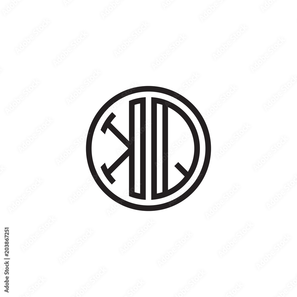 Initial letter KQ, minimalist line art monogram circle shape logo, black color Initial letter KQ, minimalist line art monogram circle shape logo, black color