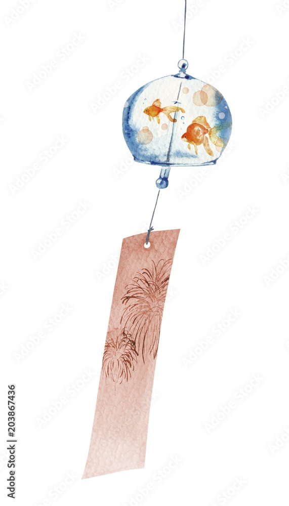 風鈴 金魚 水彩 イラスト Stock Illustration Adobe Stock