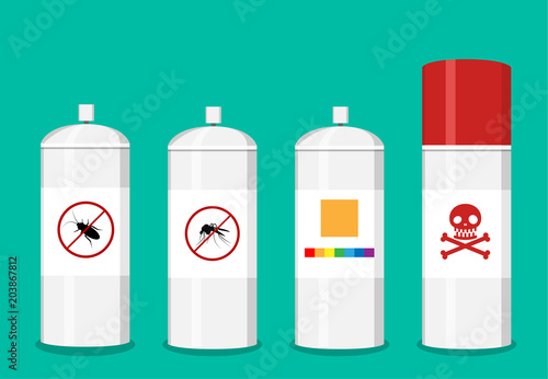 Set of spray can in flat vector art