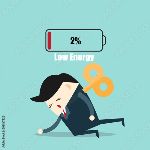 Businessman feeling tired and need to charging battery.