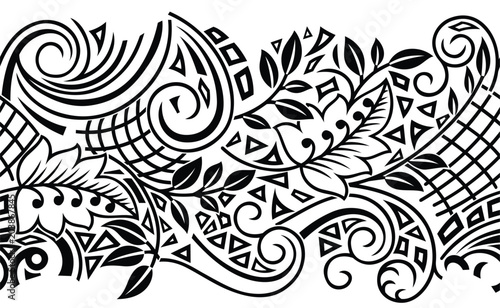 Seamless tribal black and white border