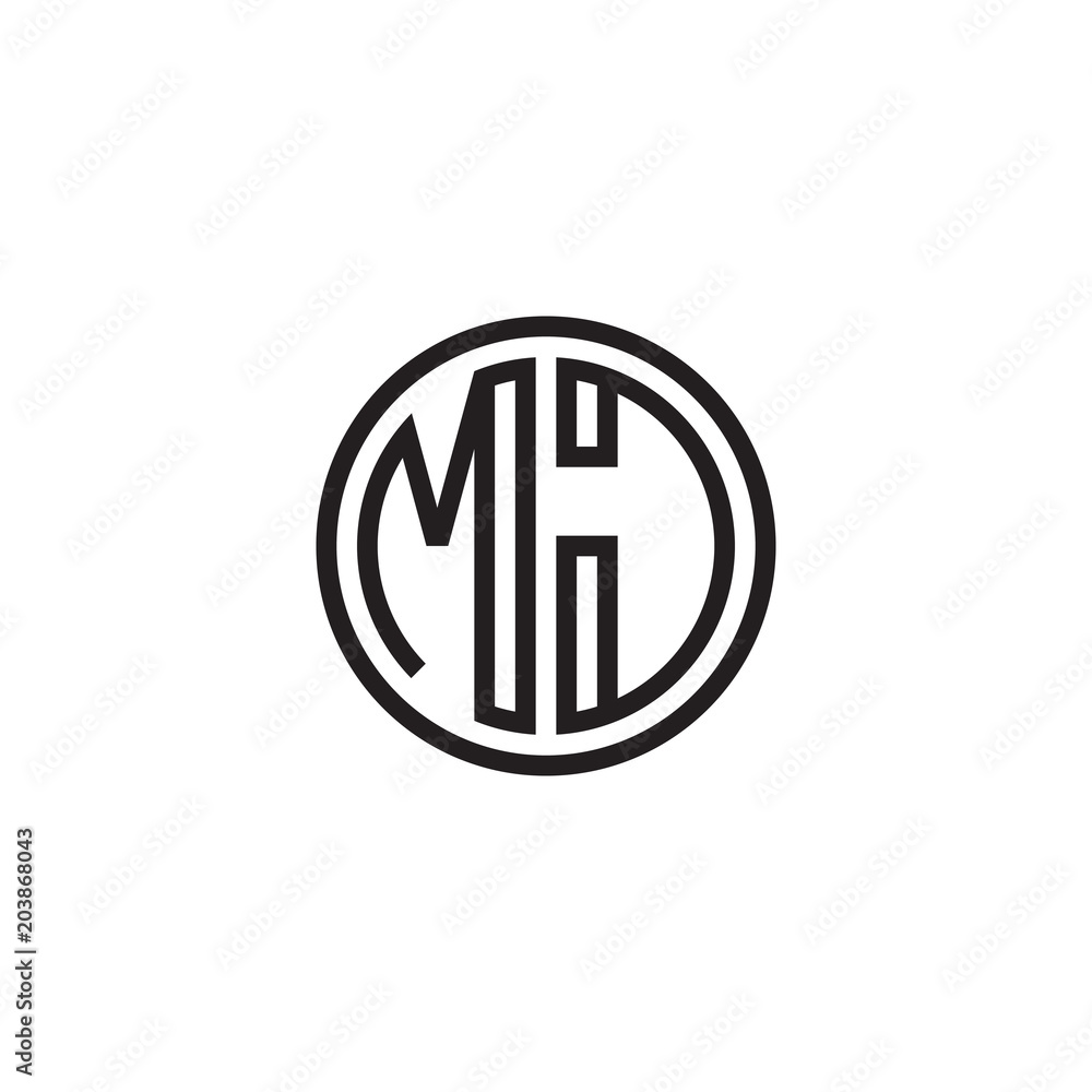 Initial letter MJ, minimalist line art monogram circle shape logo, black color Initial letter MJ, minimalist line art monogram circle shape logo, black color