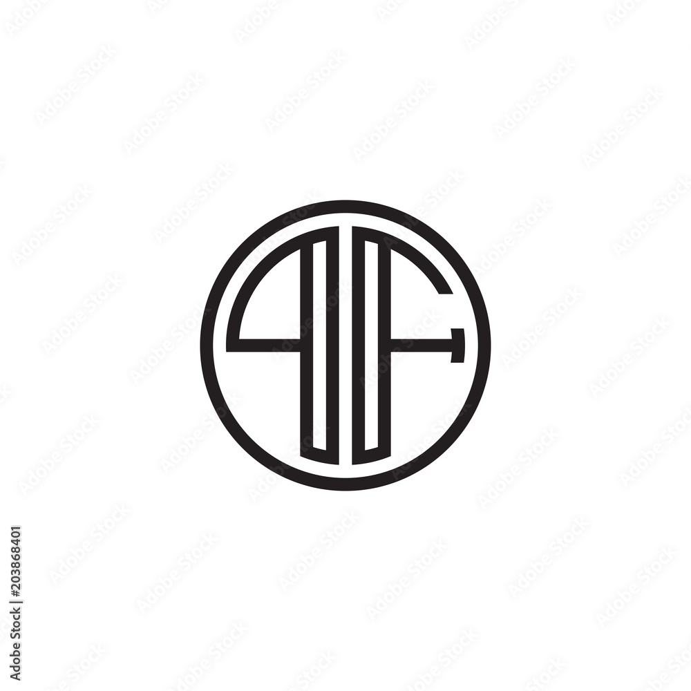 Initial letter PF, minimalist line art monogram circle shape logo, black color Initial letter PF, minimalist line art monogram circle shape logo, black color