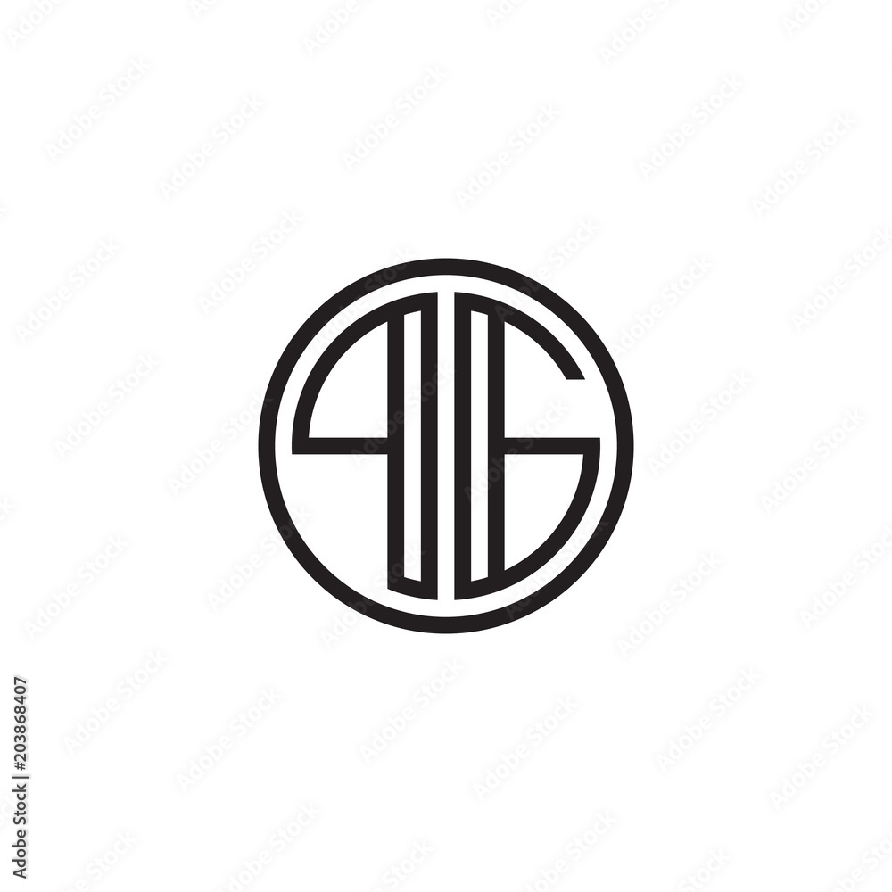 Initial letter PG, minimalist line art monogram circle shape logo, black color Initial letter PG, minimalist line art monogram circle shape logo, black color