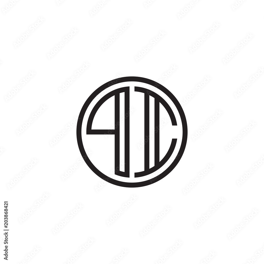Initial letter PI, minimalist line art monogram circle shape logo, black color Initial letter PI, minimalist line art monogram circle shape logo, black color