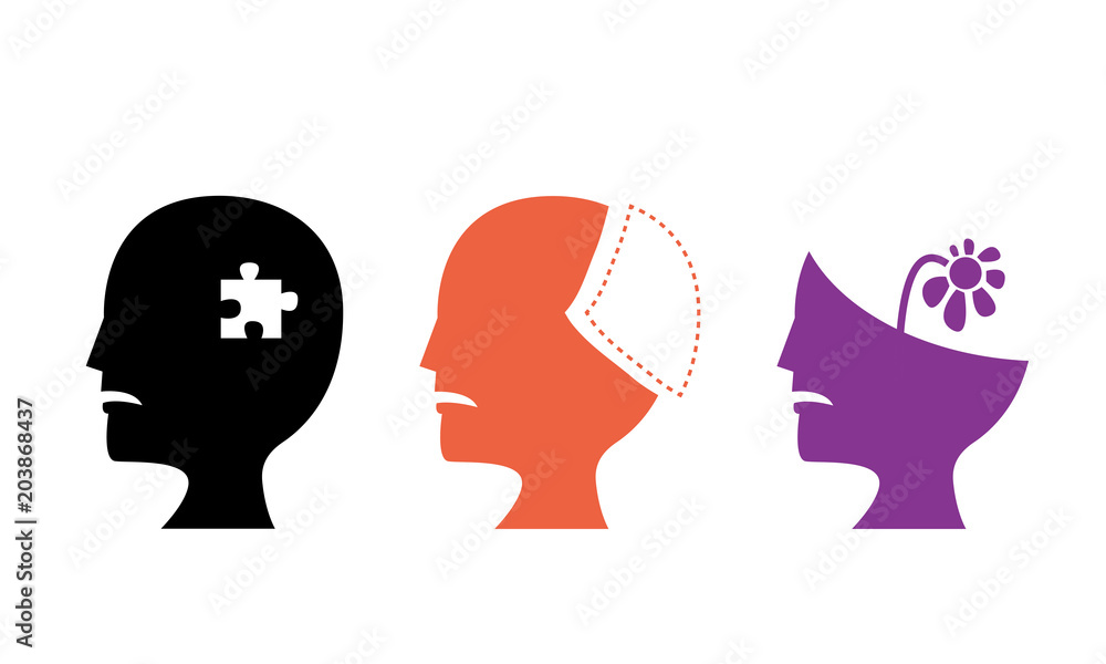 Set of Alzheimer's Disease icons, vector art Set of Alzheimer's Disease icons, vector art