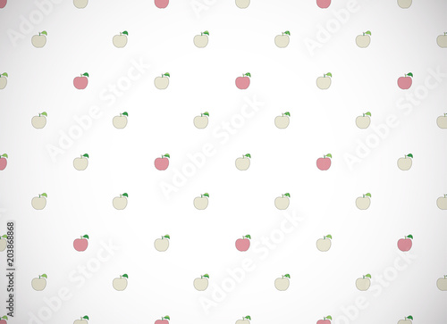 Horizontal card. Pattern with cartoon apples.
