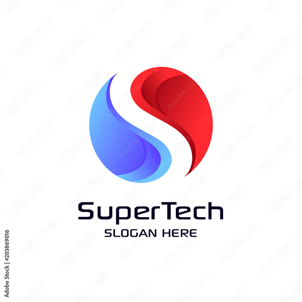 Fototapeta premium letter S logo template in slices design style. letter s hidden in the circle shape. negative space logo template