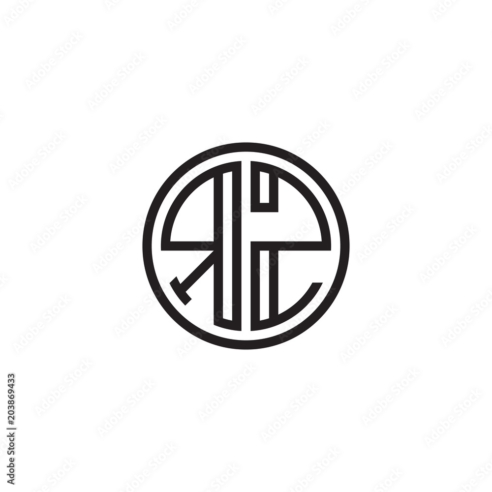 Initial letter RZ, minimalist line art monogram circle shape logo, black color Initial letter RZ, minimalist line art monogram circle shape logo, black color