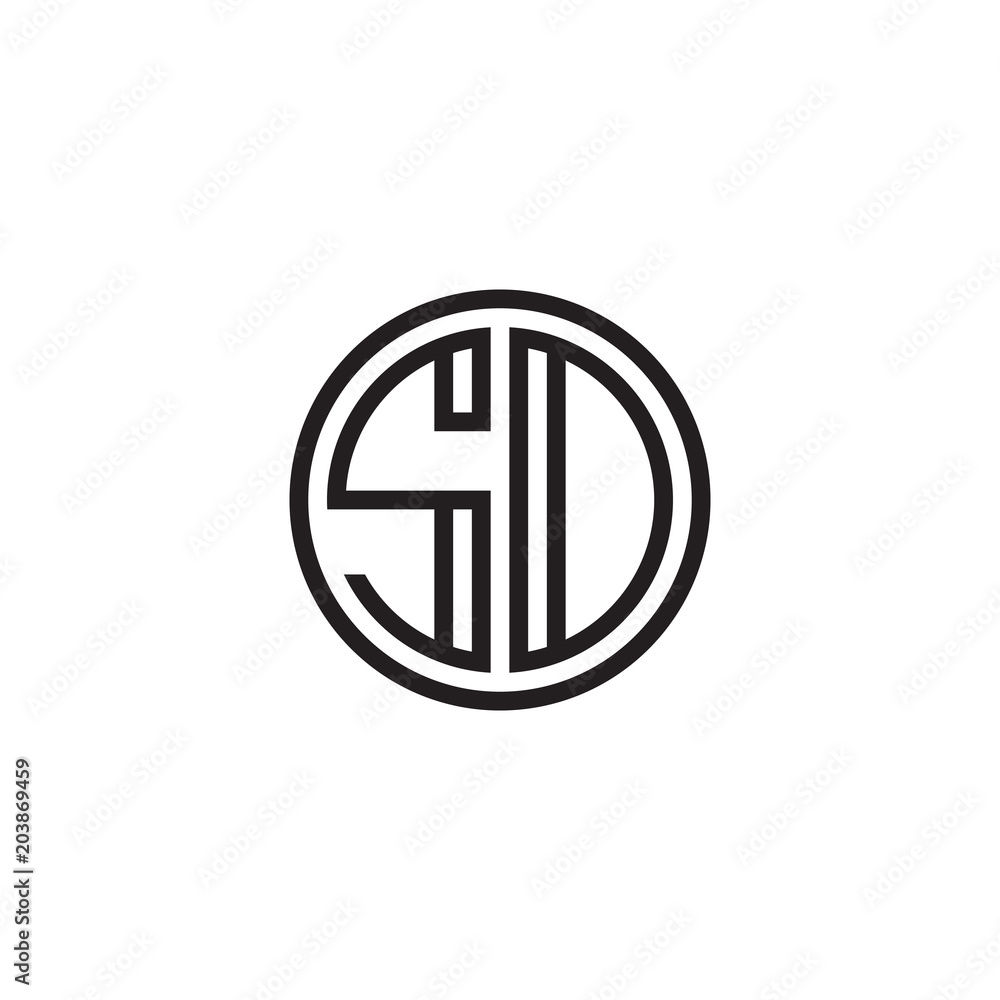 Initial letter SD, SO, minimalist line art monogram circle shape logo, black color Initial letter SD, SO, minimalist line art monogram circle shape logo, black color