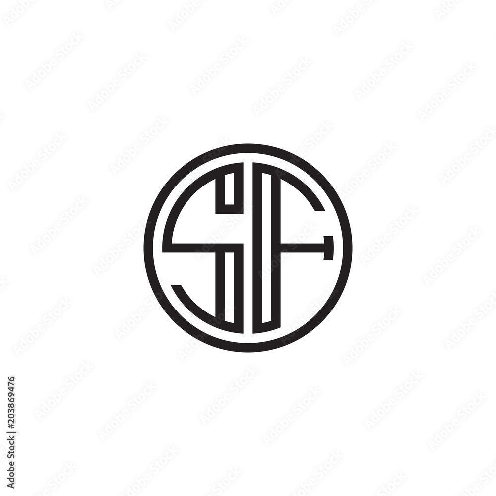 Initial letter SF, minimalist line art monogram circle shape logo, black color Initial letter SF, minimalist line art monogram circle shape logo, black color
