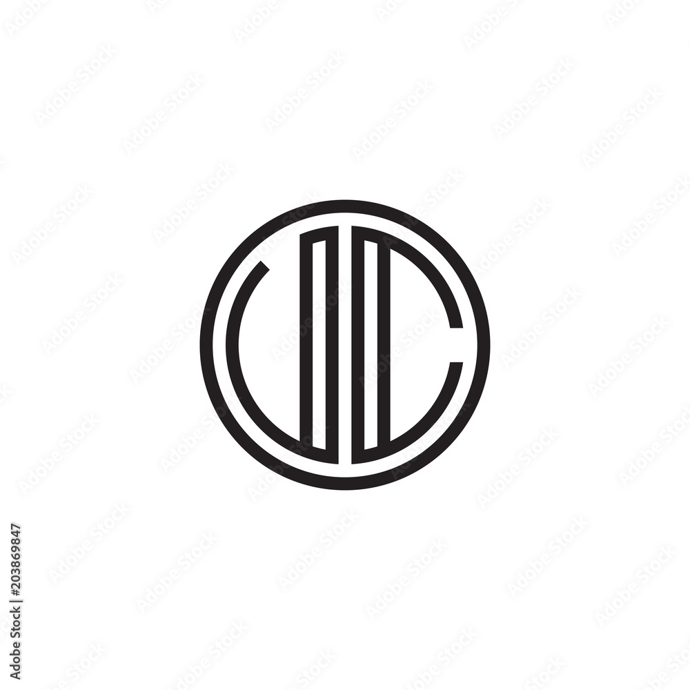 Initial letter UC, VC, minimalist line art monogram circle shape logo, black color Initial letter UC, VC, minimalist line art monogram circle shape logo, black color