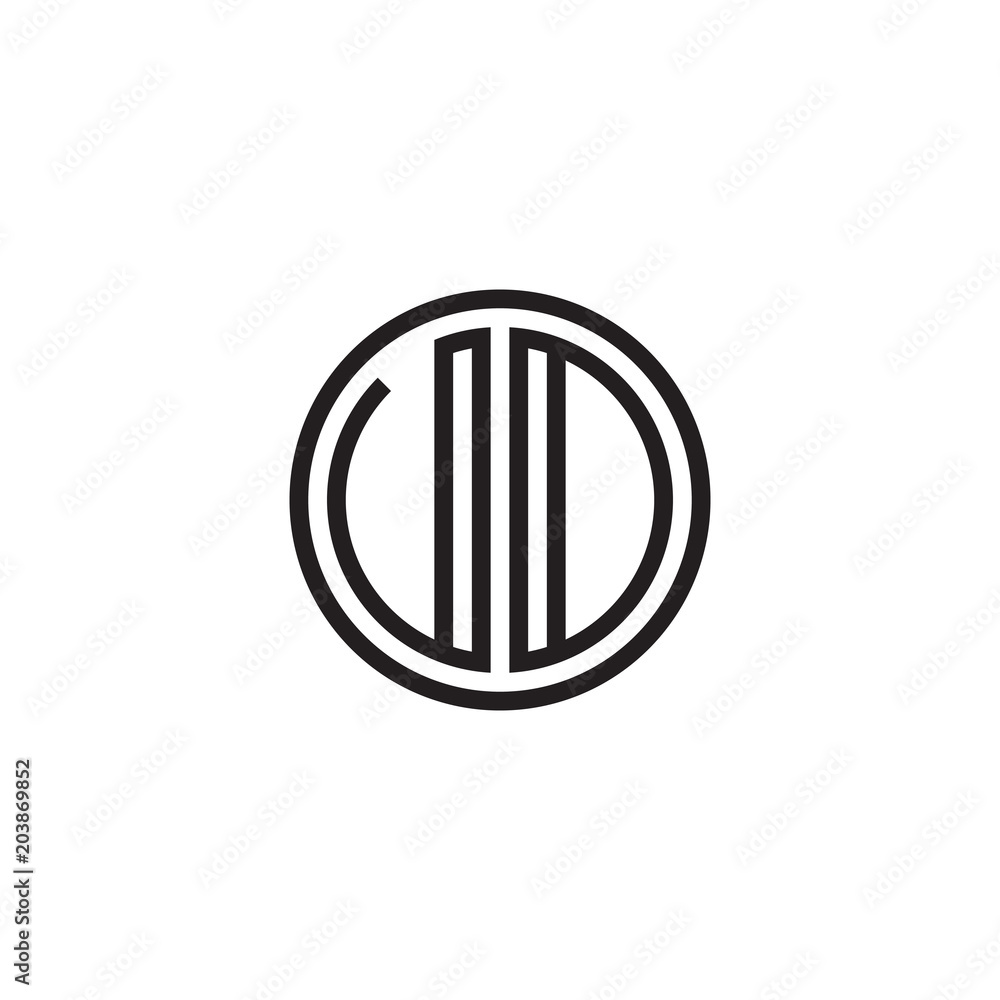 Initial letter UD, VD, UO, VO, minimalist line art monogram circle shape logo, black color Initial letter UD, VD, UO, VO, minimalist line art monogram circle shape logo, black color