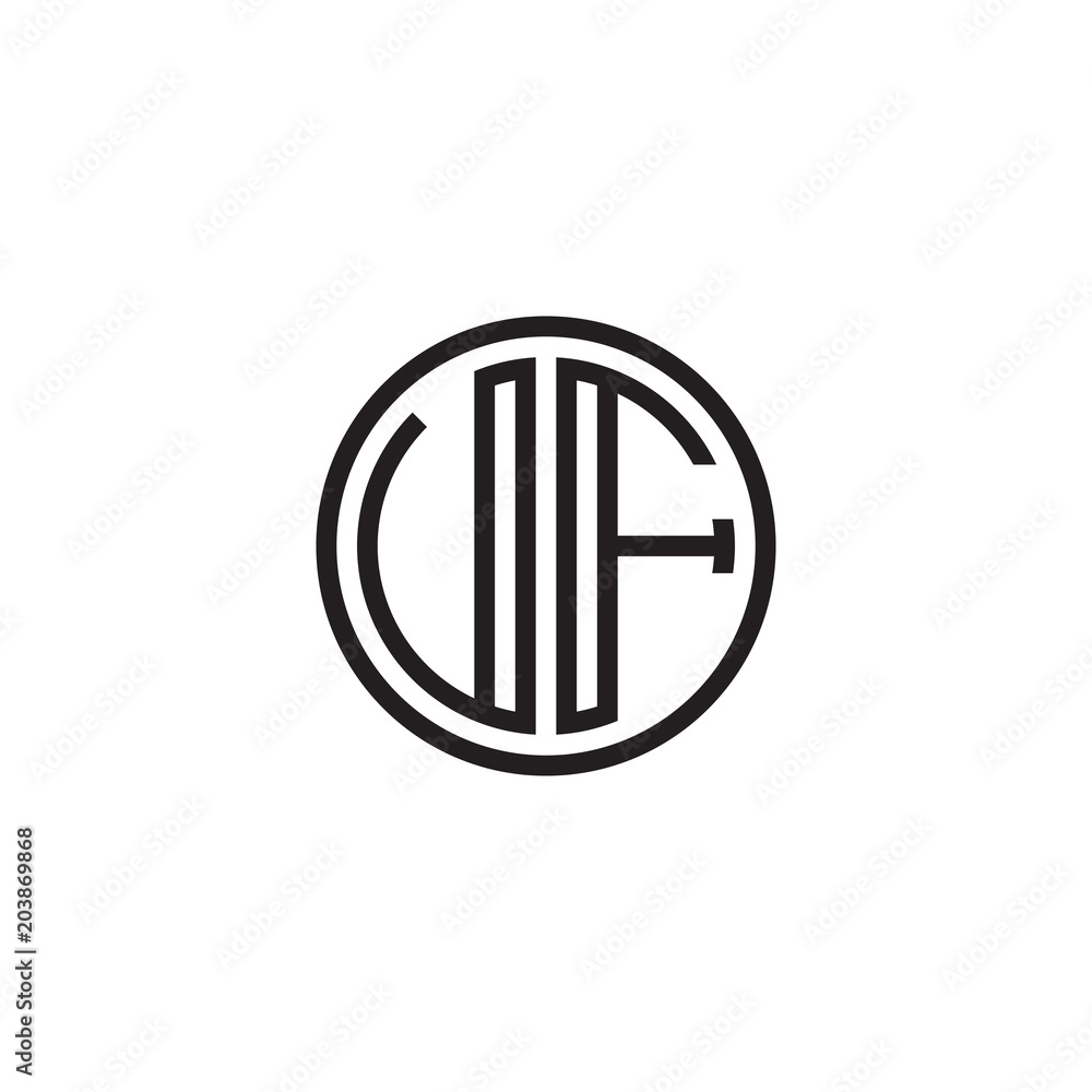 Initial letter UF, VF, minimalist line art monogram circle shape logo, black color Initial letter UF, VF, minimalist line art monogram circle shape logo, black color