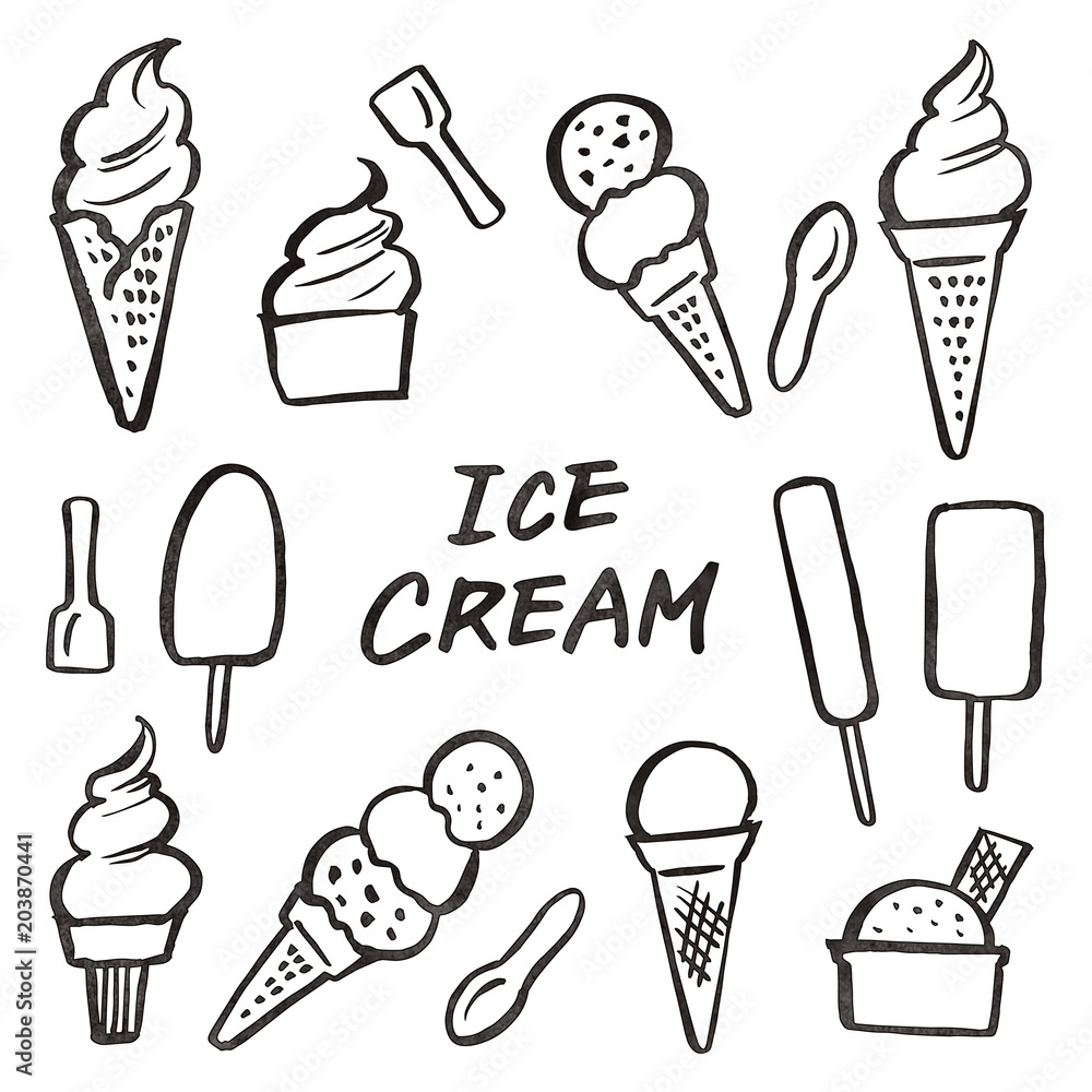 アイスクリーム ソフトクリーム 素材 墨 Stock イラスト Adobe Stock