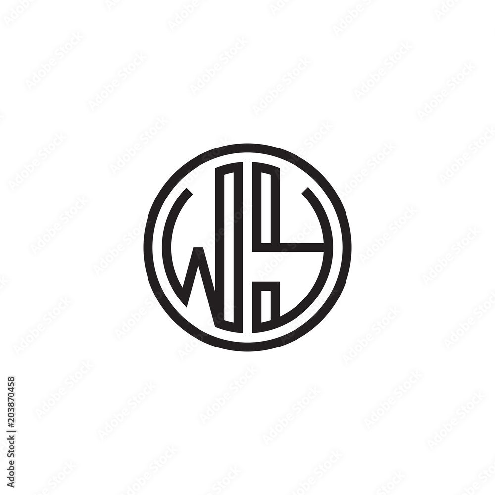 Initial letter WY, minimalist line art monogram circle shape logo, black color Initial letter WY, minimalist line art monogram circle shape logo, black color