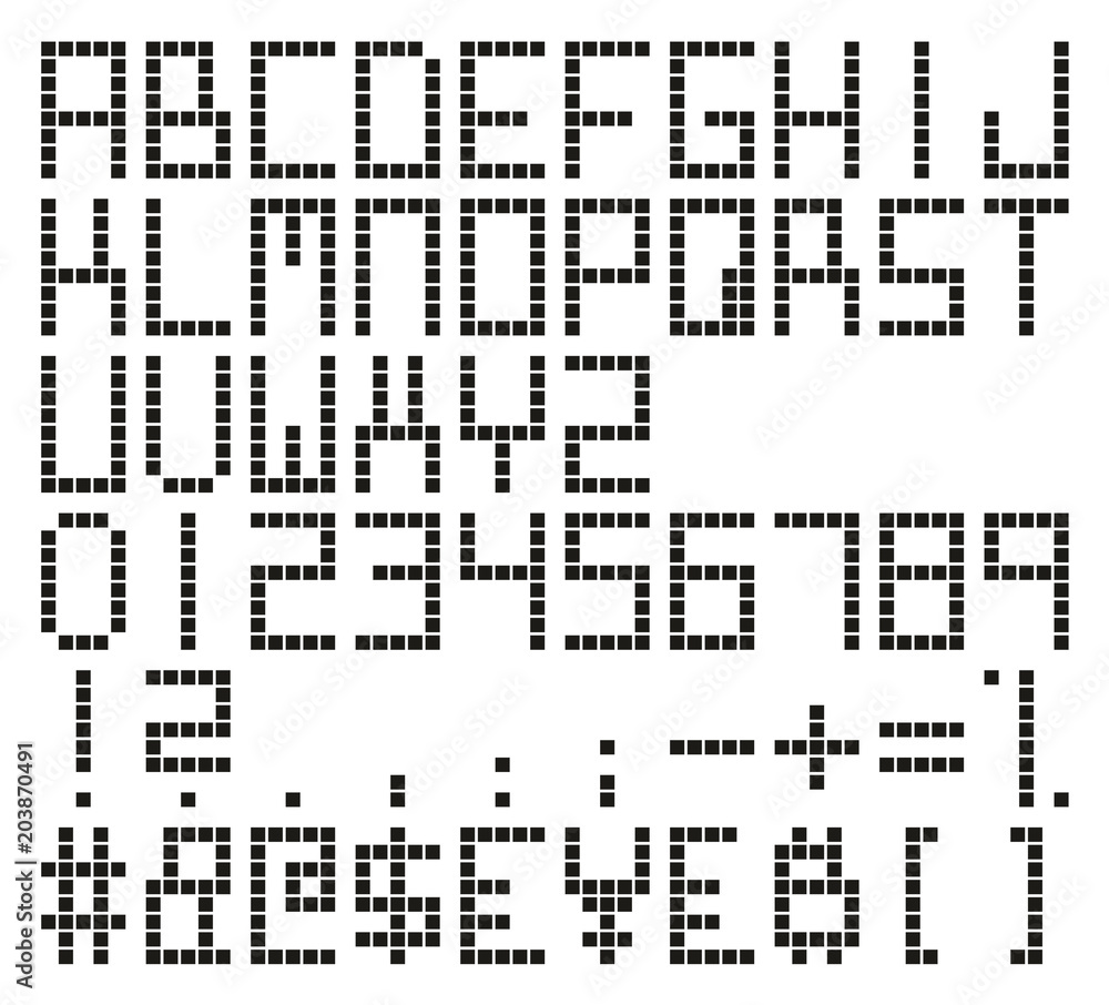 Modern Propaganda Regular Pixel Square Vector Font with Uppercase Letters, Numbers & Signs Modern Propaganda Regular Pixel Square Vector Font with Uppercase Letters, Numbers & Signs