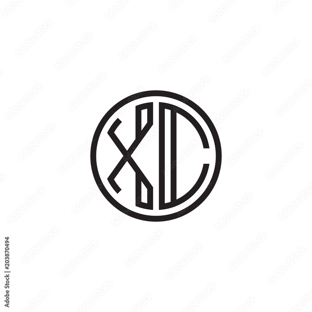 Initial letter XC, minimalist line art monogram circle shape logo, black color Initial letter XC, minimalist line art monogram circle shape logo, black color