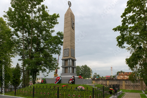 SAINT PETERSBURG, RUSSIA - AUGUST 21, 2017: the Obelisk in memory of the battles of 1942 photo