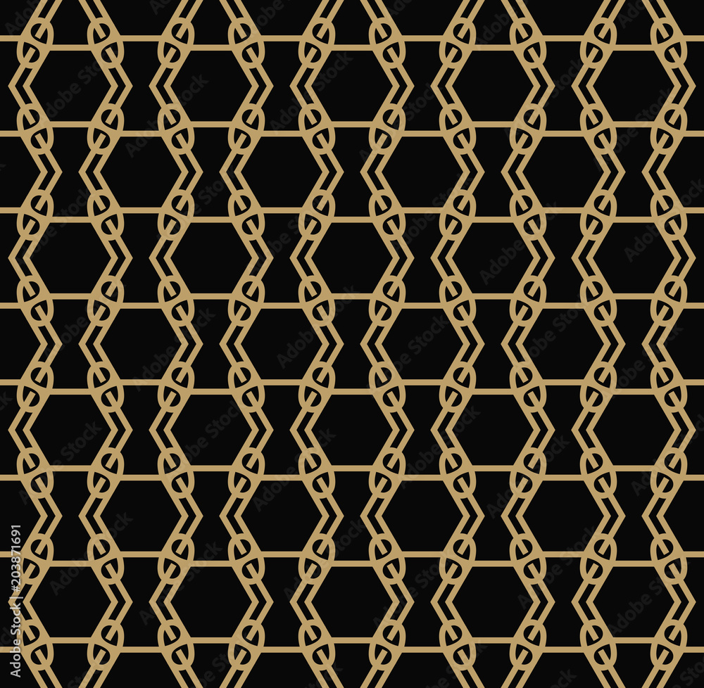 Naklejka premium Modern Luxury geometrical ornaments with lines seamless patterns background