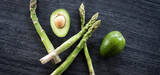 Organic Avocados with asparagus. healthy food