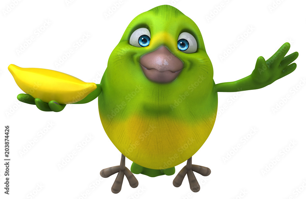 Fun green bird - 3D Illustration Fun green bird - 3D Illustration