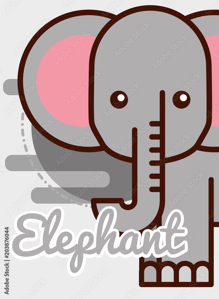 Fototapeta elephant cartoon poster african animal vector illustration