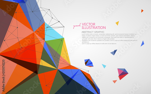 Irregular shape of dots, lines and faces, abstract design.