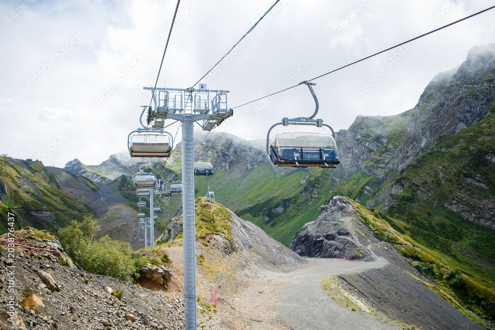 Photo of funicular at mountainside, road