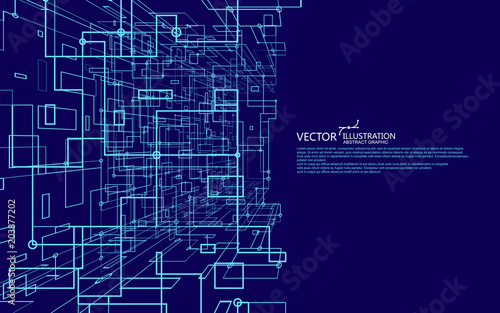 The abstract figure of the lines, the design of the virtual space.