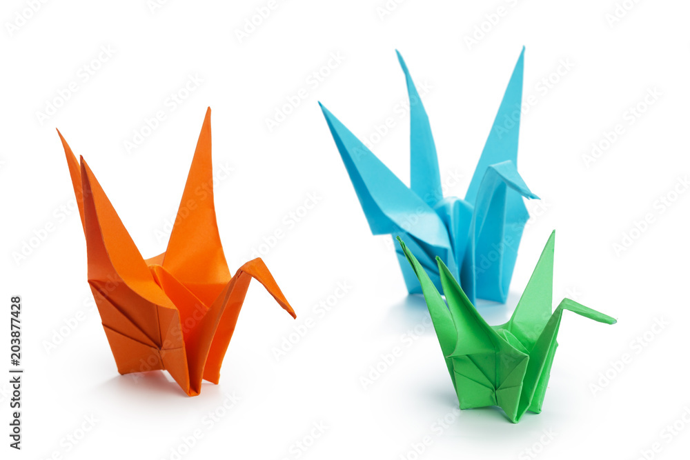 origami crane on white background origami crane on white background