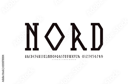 Decorative geometric narrow slab serif font