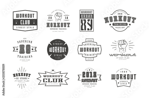 Emblems and badges set of workout club