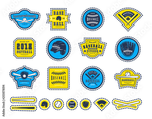 Emblems and badges set of baseball team
