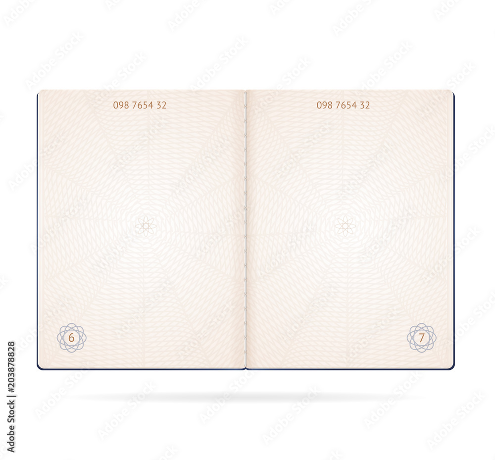 Realistic Detailed 3d Passport Blank. Vector - obrazy, fototapety, plakaty 