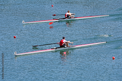 Rowers in a rowing boat on the race