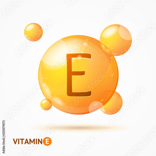 Realistic Detailed 3d Vitamin E Background Card. Vector