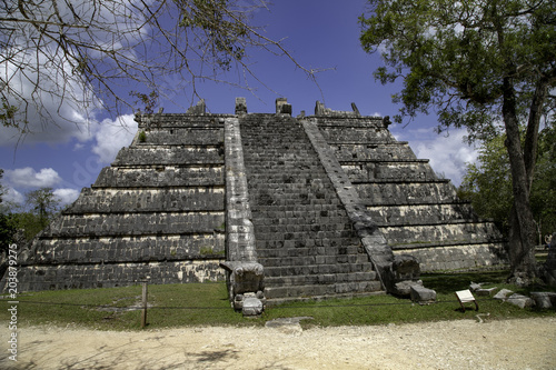 The Acropolis pyramid in Chichen Itza. Individual display of the burial of the Mayan elite living near the ancient city