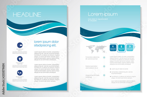 Template vector design for Brochure, Annual Report, Magazine, Poster, Corporate Presentation, Portfolio, Flyer, infographic, layout modern with blue color size A4, Front and back, Easy to use.