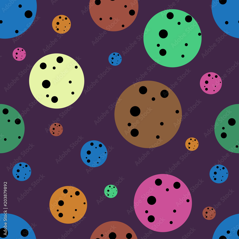 Seamless pattern with planets in galaxy. Seamless pattern with planets in galaxy.