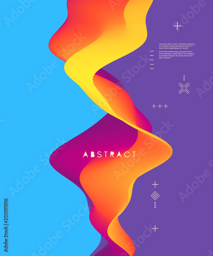 Abstract wavy background for banner, flyer, book cover, poster. Dynamic effect. Vector illustration. Design template.