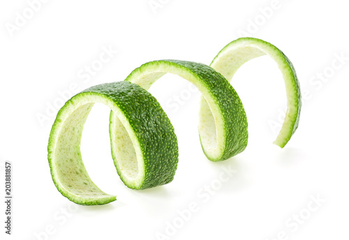 Peel of lime isolated on white background