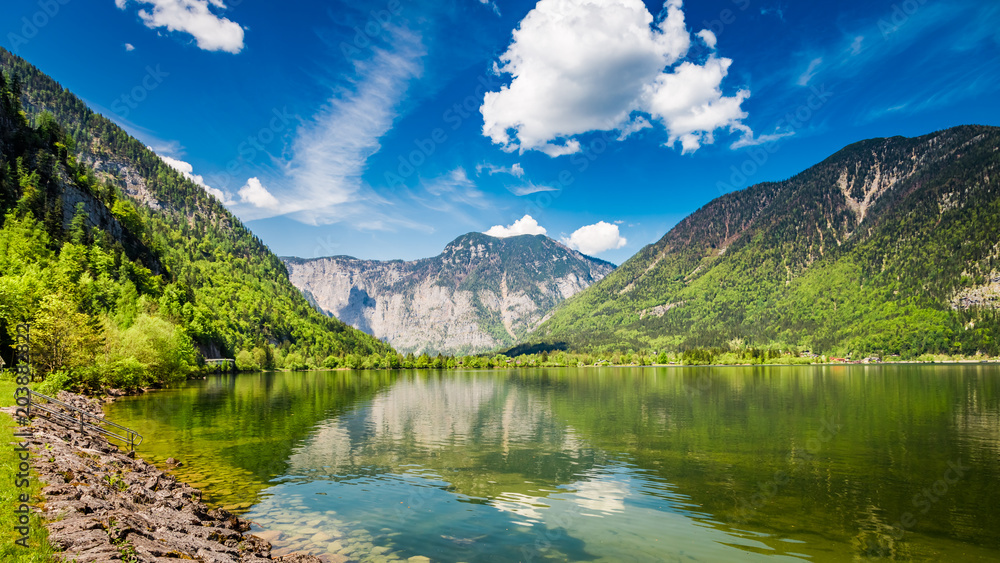 Mountain lake and mountains in Austria, Alps, Europe