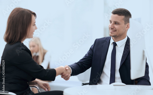 closeup of a business handshake women business partner.the business concept.