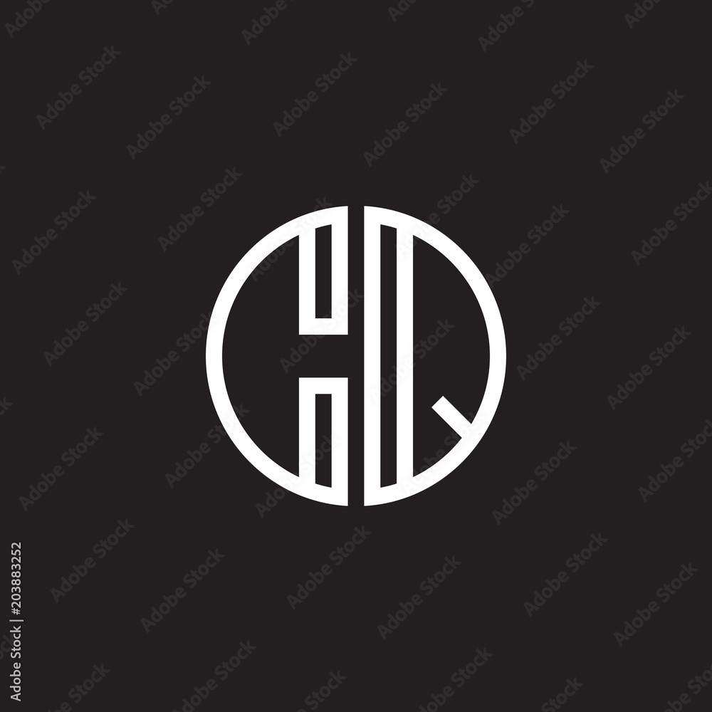 Initial letter CQ, minimalist line art monogram circle shape logo, white color on black background Initial letter CQ, minimalist line art monogram circle shape logo, white color on black background