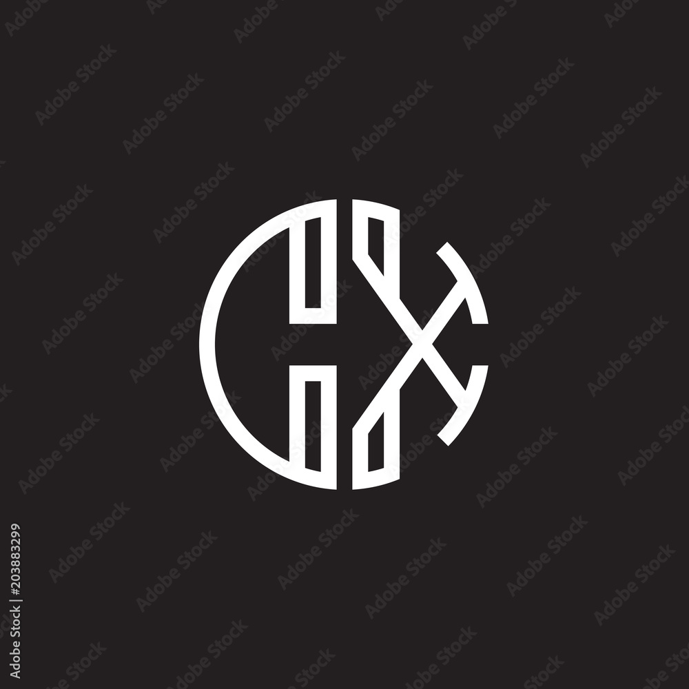 Initial letter CX, minimalist line art monogram circle shape logo, white color on black background Initial letter CX, minimalist line art monogram circle shape logo, white color on black background