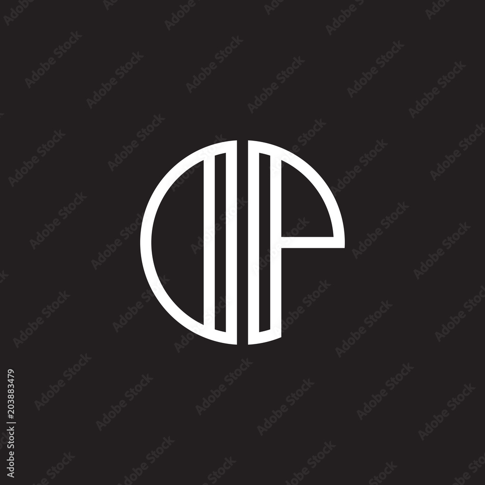 Initial letter DP, OP, minimalist line art monogram circle shape logo, white color on black background Initial letter DP, OP, minimalist line art monogram circle shape logo, white color on black background